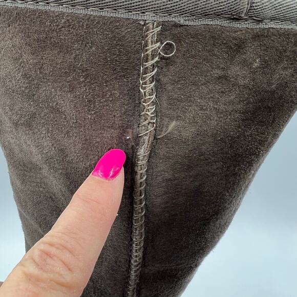 UGG Australia Classic Suede Tall Shearling Fur Boots Gray Pull On Size 7 Cozy - Picture 2 of 16